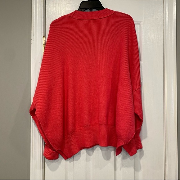 Free People Easy Street Tunic Mock Neck Pullover Sweater Oversized XS Pink Patch - Picture 10 of 15